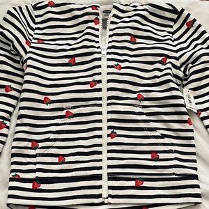 Old Navy Navy and White Striped Hoodie with Strawberry Accents